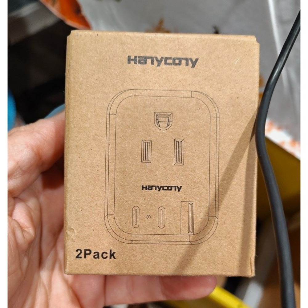 Hanycony Type B Plug-In Outlet Adapter Expander 125V 2-Pack White
